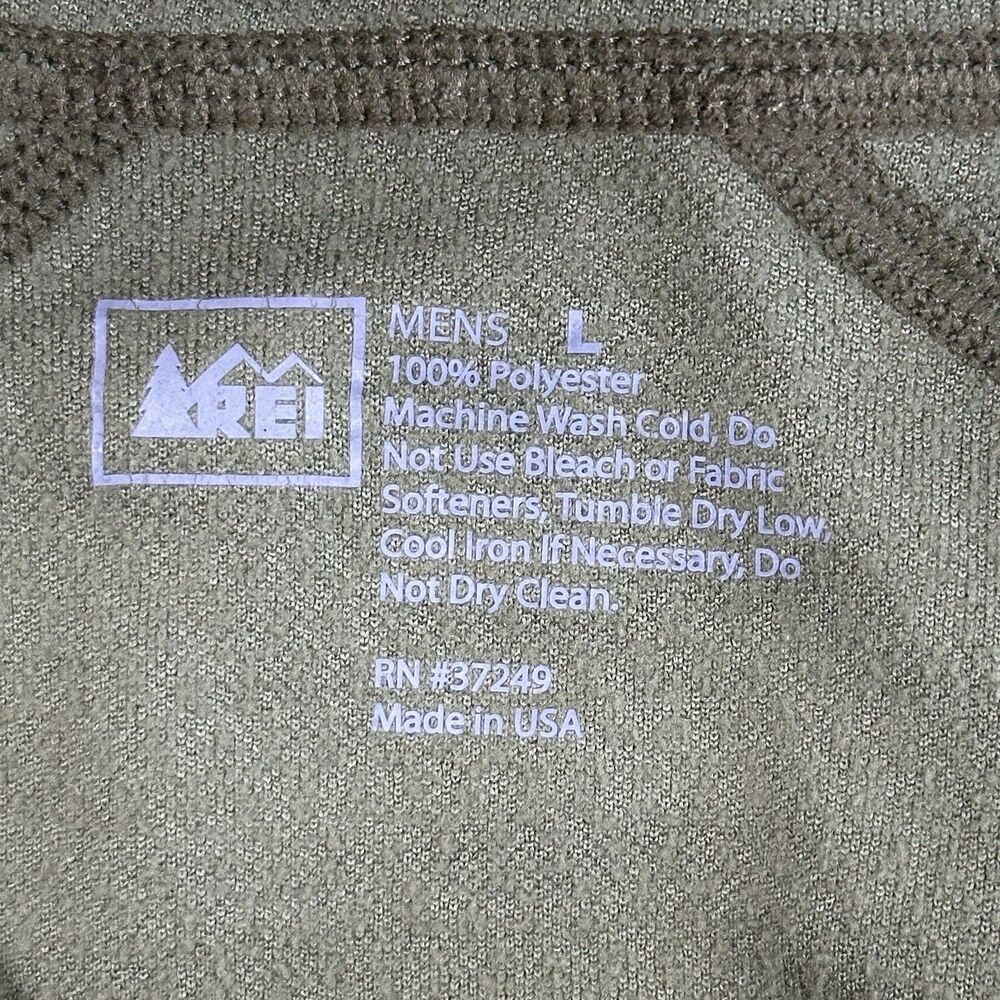 REI Men’s Large Green Quarter Zip Pullover Athletic Hiking Activewear Made USA - Picture 3 of 14